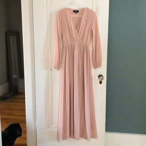 Long sleeve blush gown bridesmaid - prom